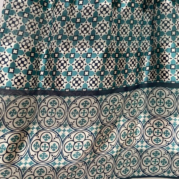 Max Studio Dress Smocked Top Striped Lined Green Teal‎ Size Medium Shirred Lined - Picture 10 of 15